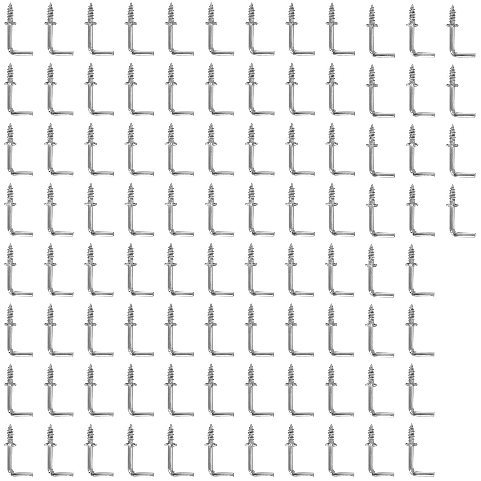 100Pcs Silver L Hooks - 1/2 Inch Small L Shaped Screw Hooks, Right Angle Square Bend Hanging Hooks for Wall Decor, Keys, Plants & DIY Projects - Durable Metal Hooks for Home & Office Organization