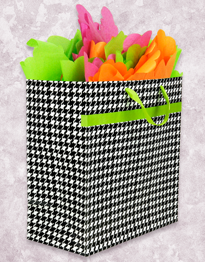 Elegant Black & White Houndstooth Gift Bags for Birthdays, Weddings & Party Favors - Premium Reusable Gift Packaging for Special Occasions