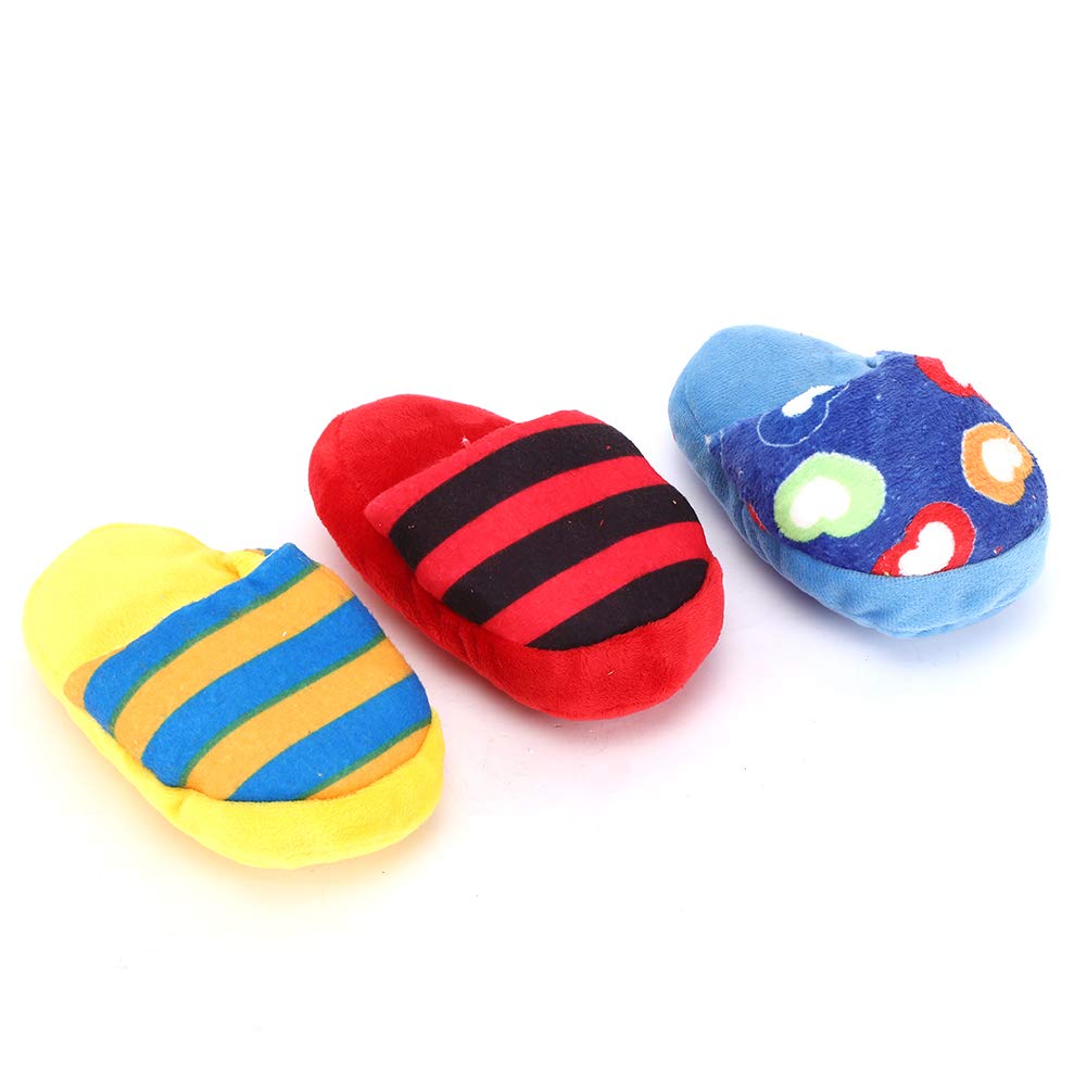 3PCS Plush Pet Slipper-Shaped Squeaky Teeth Cleaning Toys - Interactive Chew Toys for Dogs, Puppy Training & Dental Care - Fun Playtime for Indoor/Outdoor Use