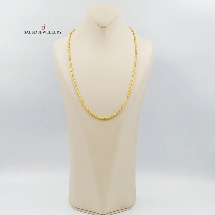 3.5mm Rope Chain Necklace 60cm (24 Inches) - Durable Gold/Silver Plated Jewelry for Men & Women - Perfect for Everyday Wear, Gifts, and Special Occasions