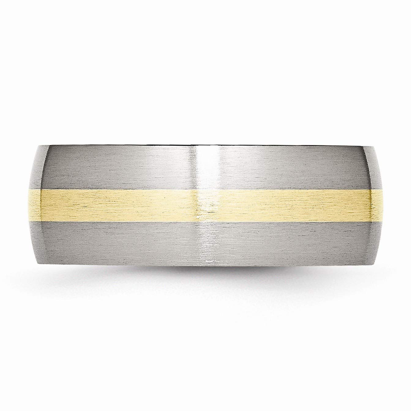 The Black Bow Stainless Steel & 14K Gold Inlay 8mm Satin Unisex Band - Perfect for Weddings, Anniversaries, and Everyday Elegance