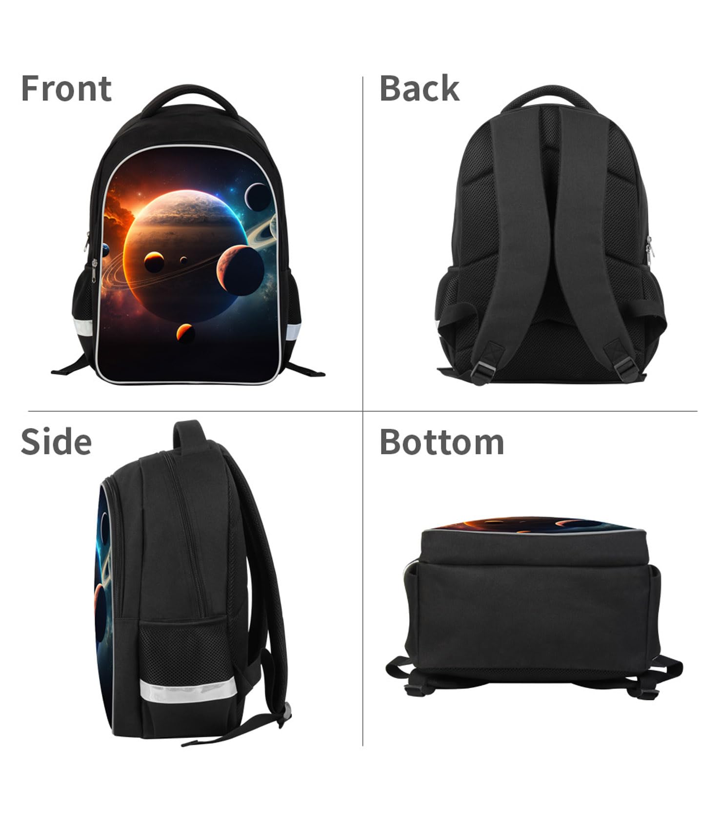Solar System Backpack for Kids - Galaxy Themed School Bookbag with Tablet Compartment & Side Pockets | 17 Inch Space Planets Design Backpack for Boys & Girls | Durable Polyester Material | Perfect for School, Travel & Astronomy Enthusiasts