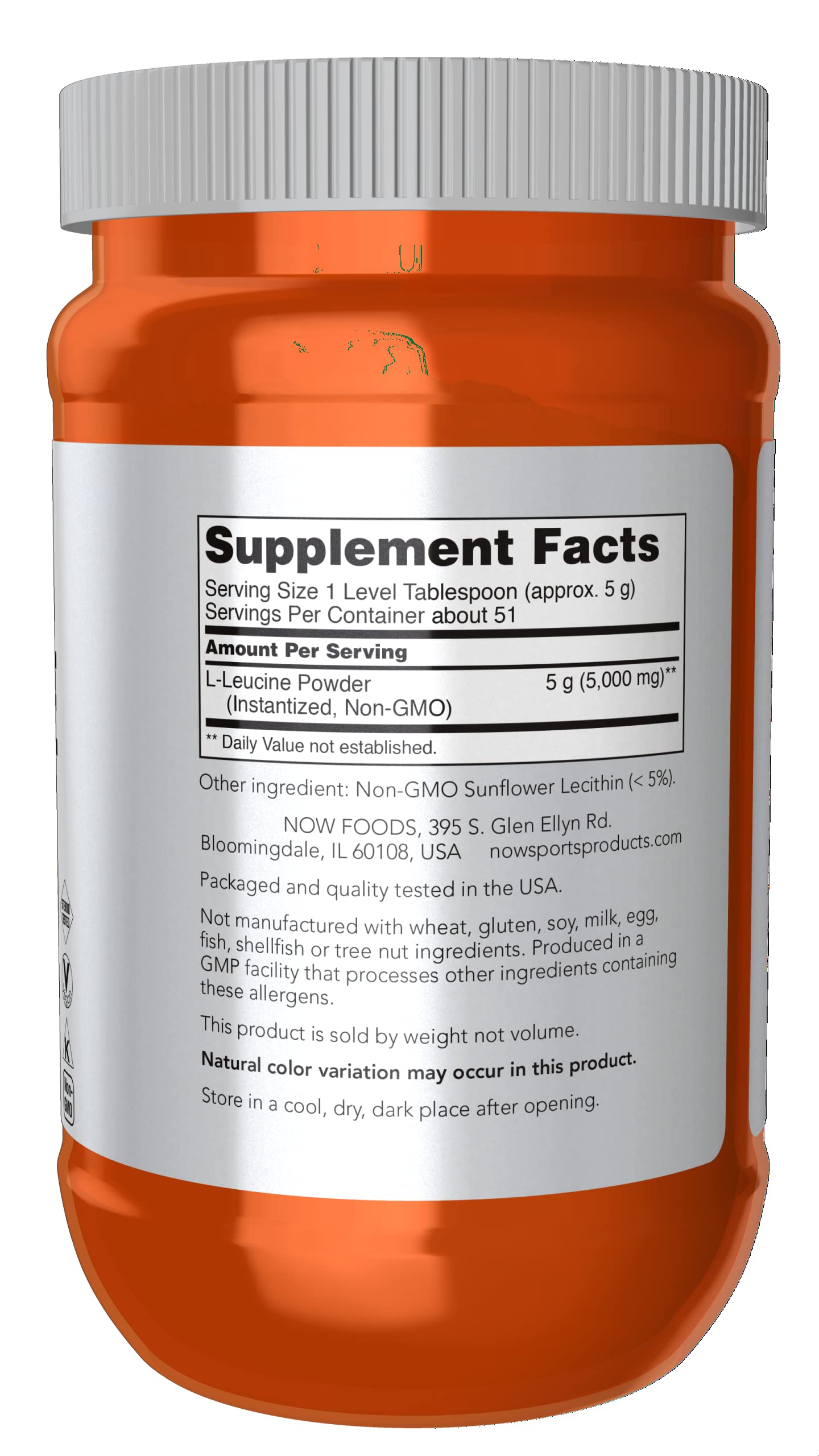 NOW Foods L-Leucine Powder 9oz - Sports Nutrition Amino Acid Supplement for Muscle Growth & Recovery - Pre/Post Workout & Fitness Training Support