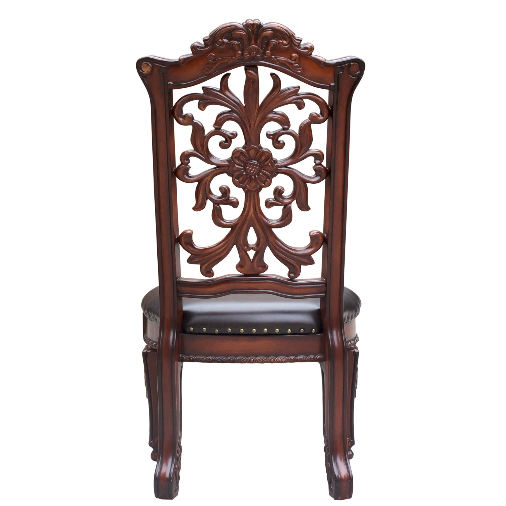 Brown and Cherry Wood Side Chairs with Nailhead Trim - Set of 2 Dining Room Chairs for Kitchen, Dining Table, or Breakfast Nook - Elegant Accent Chairs for Home Decor