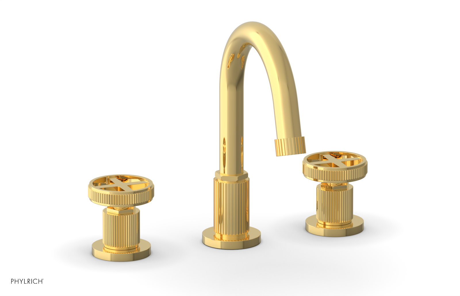 DUSTRIE Widespread Bathroom Faucet - Cross Handle Design with Grooved Detailing (Model 370-01) - Perfect for Modern Vanities and Luxury Home Renovations