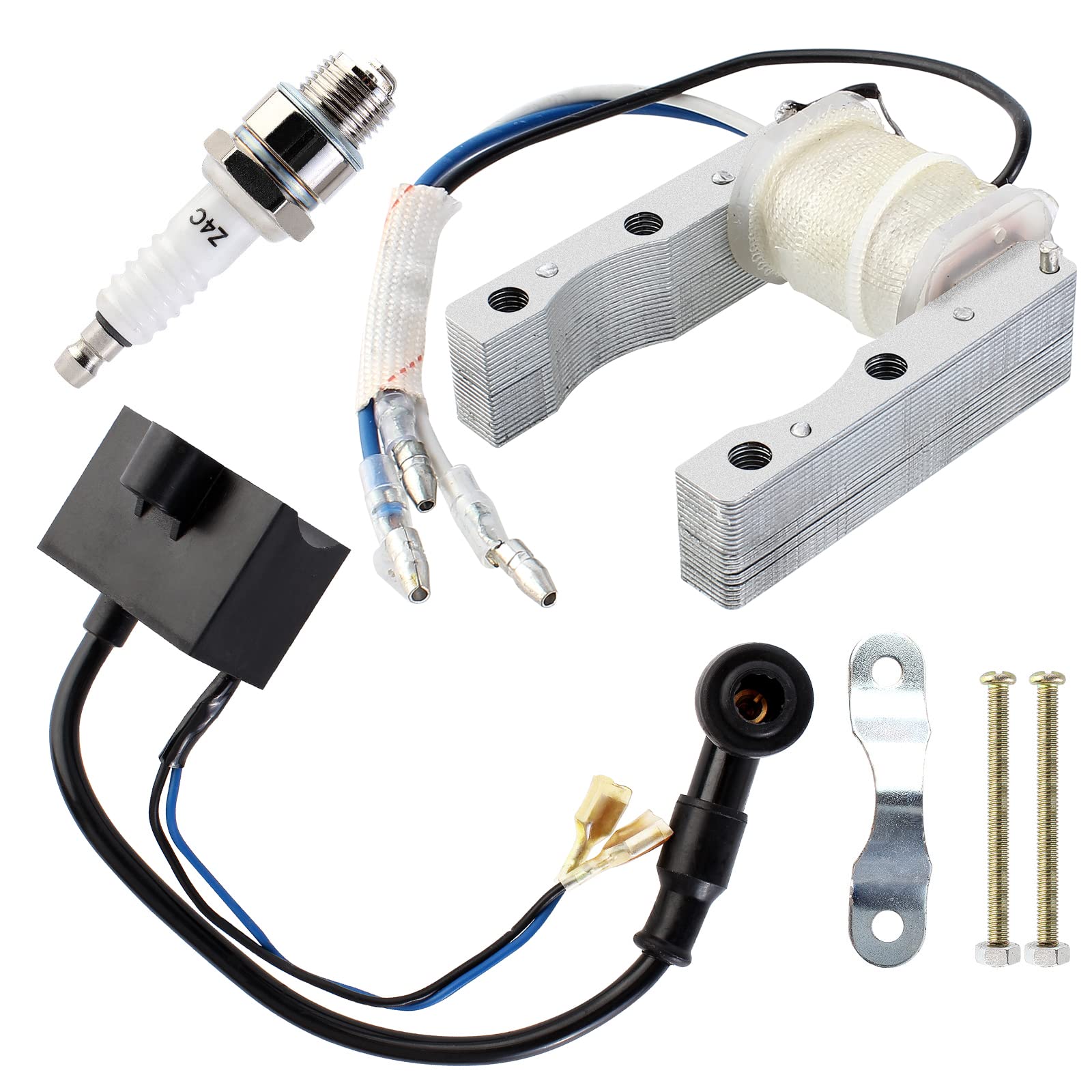 High Performance CDI Ignition Coil & Magneto Coil Spark Plug for 49cc-80cc 2-Stroke Engines - Compatible with Motorized Bicycles, Pocket Bikes & Mini Mopeds - Perfect for Engine Repair, Maintenance & Performance Upgrades