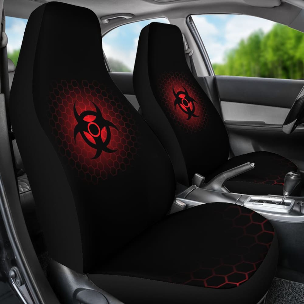 Premium Red Alert Biohazard Car Seat Covers - Waterproof & Durable Protection for Vehicles - Perfect for Emergency Kits, Zombie Apocalypse Prep & Themed Events
