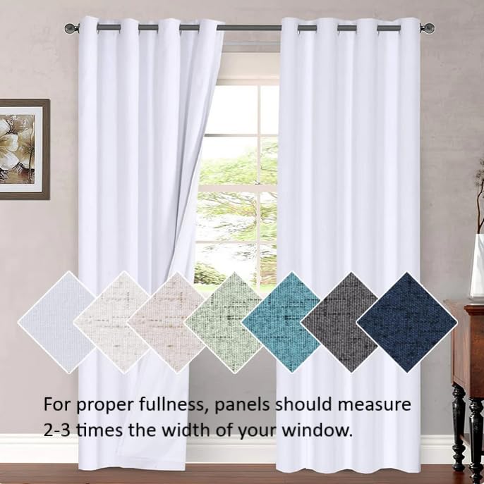 H.VERSAILTEX 2 Pack White Window Valance Panels - Blackout Curtain Valances for Small Windows, 52
