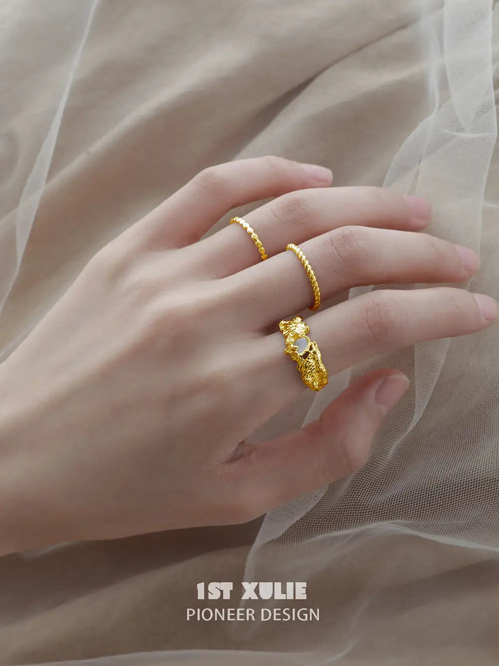 24K Gold Plated S925 Sterling Silver White Agate Open End Ring for Women - Elegant Stackable Boho Jewelry for Daily Wear & Special Occasions