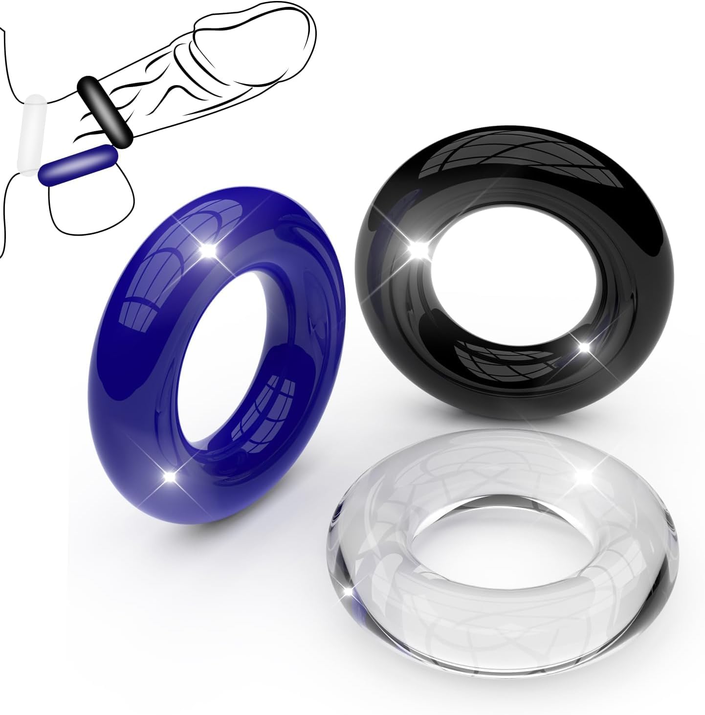 Premium Silicone Penis Ring for Men - Stretchy Cock Ring Enhances Erection, Lasts Longer & Stronger - Discreet & Portable for Couples Play - Perfect for Travel, Date Nights & Spicing Up Your Relationship