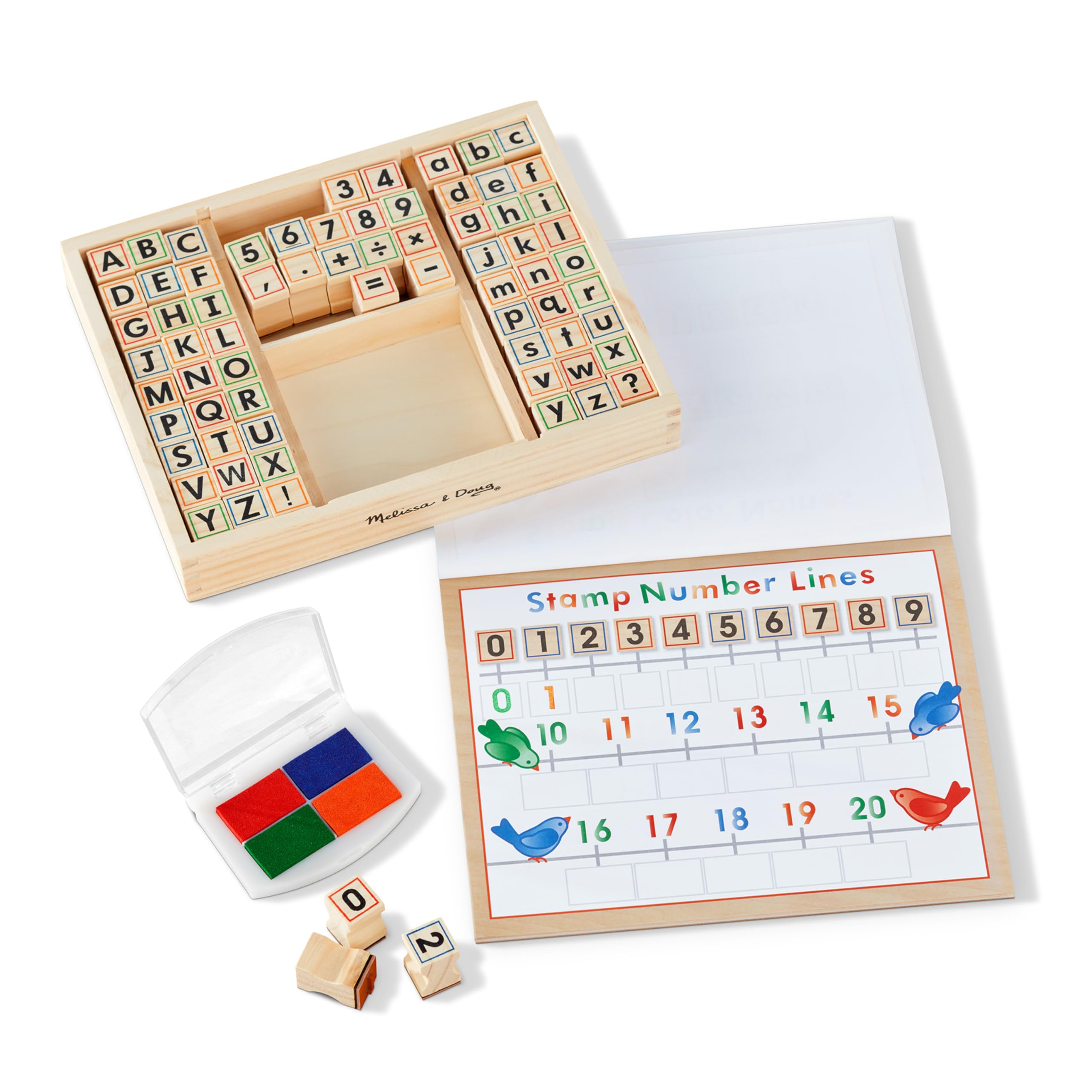 Melissa & Doug Wooden ABC 123 Stamp Set for Kids - Arts & Crafts Learning Fun