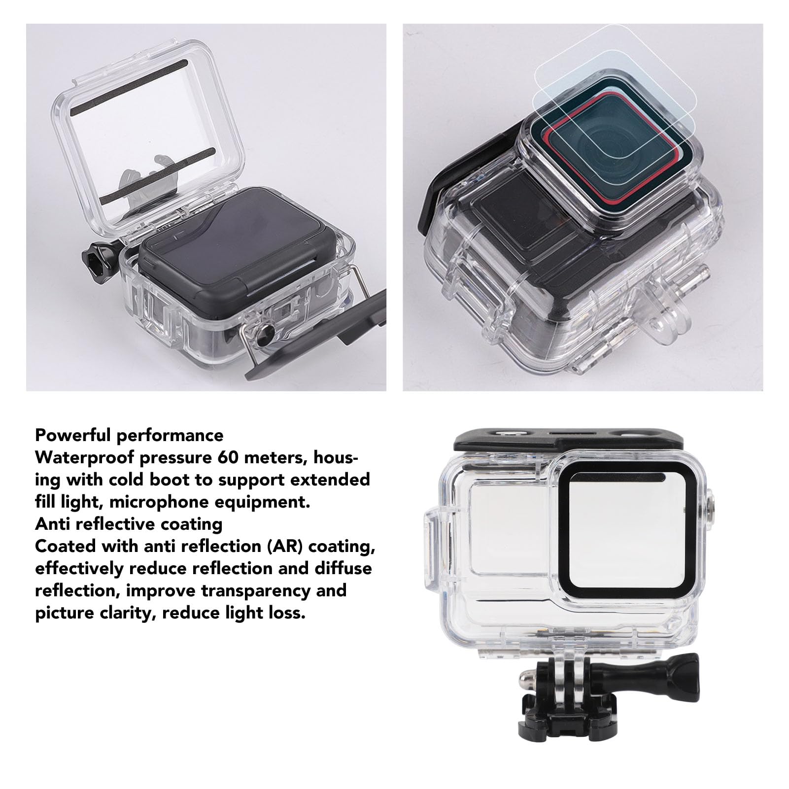 Waterproof Camera Case for ACE Action Camera - 60M Underwater Diving Housing with Cold Shoe Mount | Perfect for Surfing, Diving, Snorkeling & Skiing Adventures
