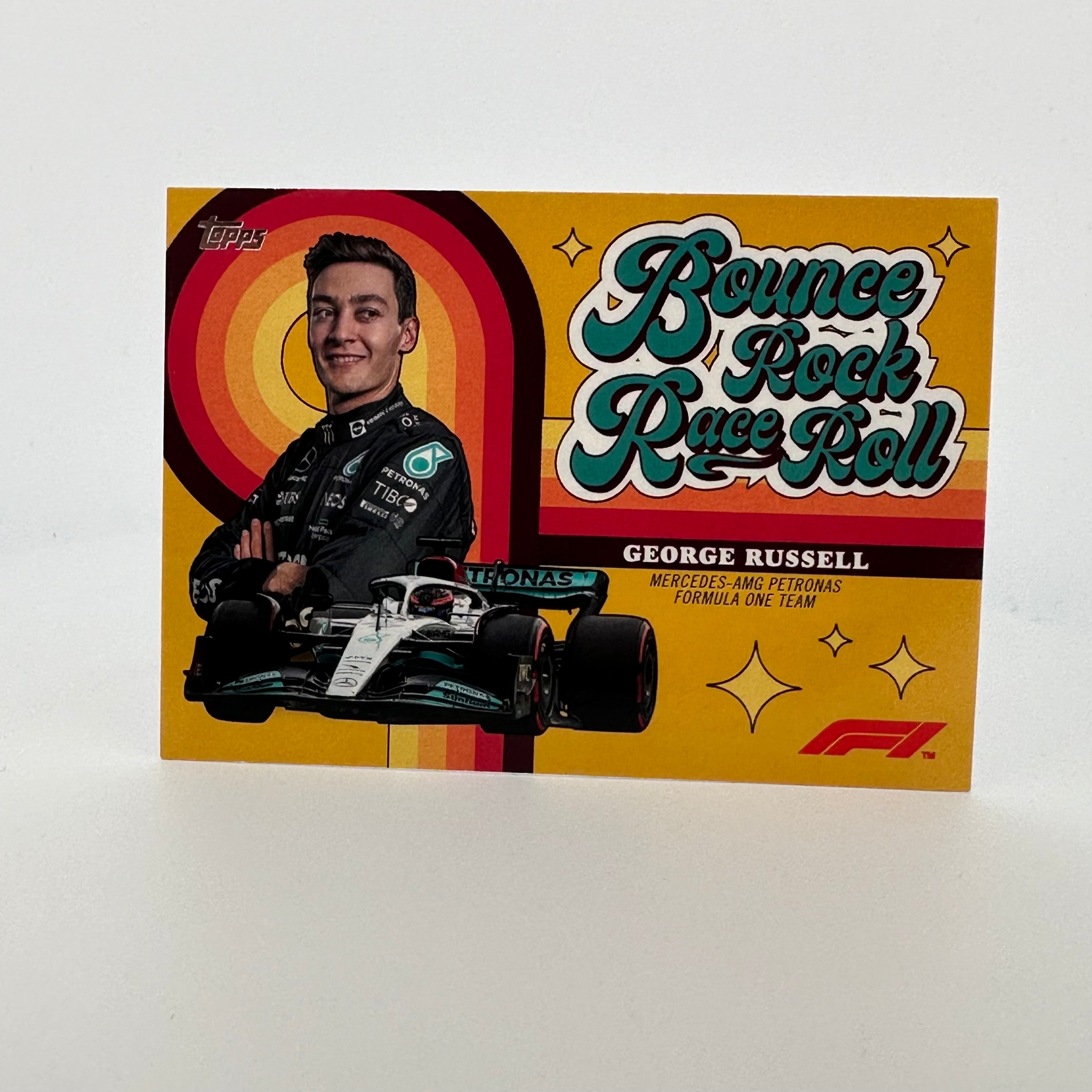 2022 Topps Formula 1 George Russell #13/50 Gold Parallel Card - Bounce Rock Race Roll Edition - Perfect for F1 Collectors and Racing Fans Display