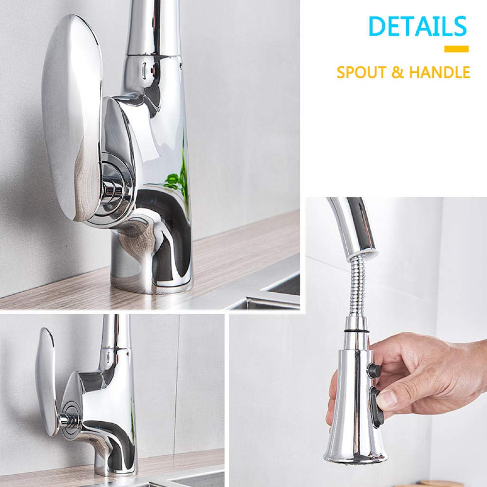 360° Swivel Chrome Pull Out Kitchen Faucet - Dual Function Brass Water Mixer Tap with Hot/Cold Control | Perfect for Modern Kitchens & Bar Sinks