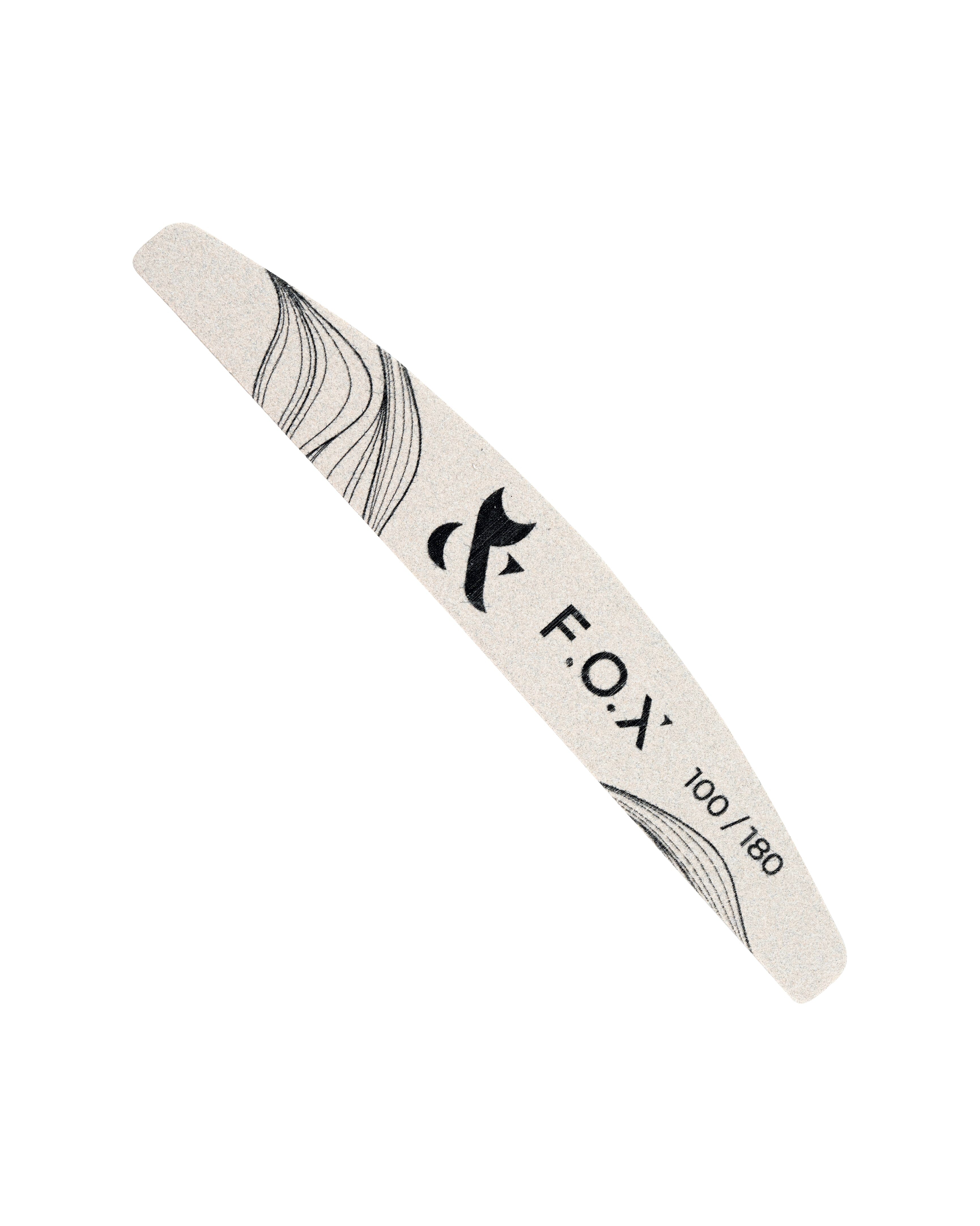F.O.X Professional Crescent Nail File with Soft Interlayer - 100/180 Grit Double-Sided Nail Buffer for Manicure, Pedicure & Nail Care at Home or Salon
