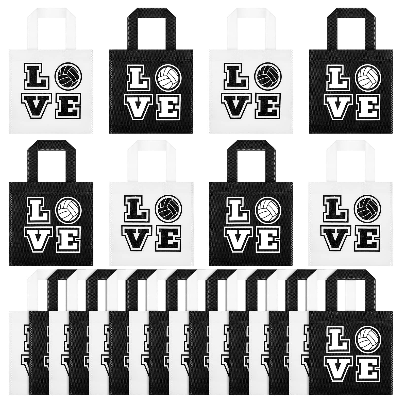 24-Piece Volleyball Party Favor Bags - 7.9x7.9 Inch Nonwoven Sports Treat Bags for Candy & Gifts - Perfect for Volleyball Team Parties, Baby Showers & Sports Themed Events