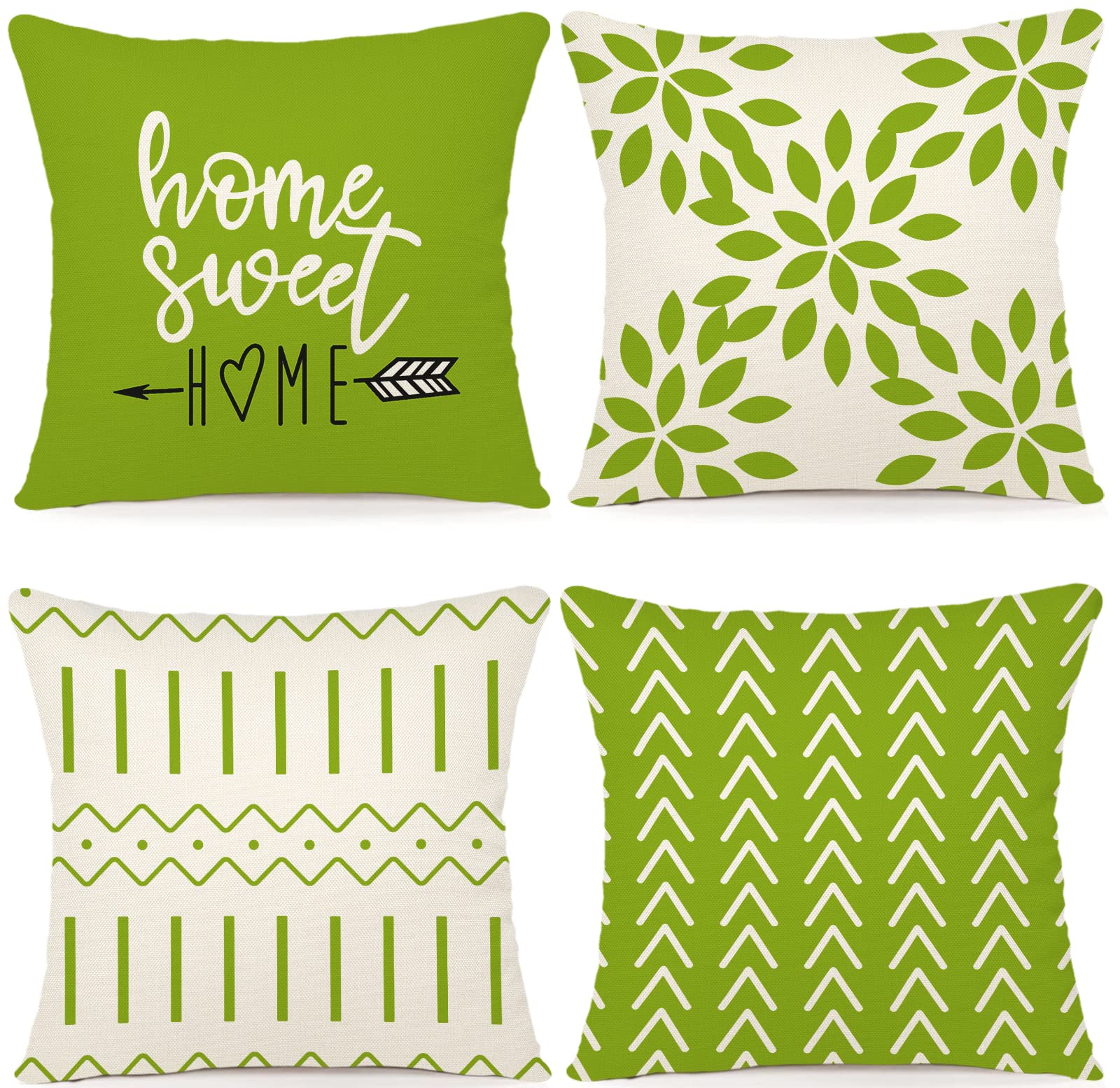 YCOLL 18x18 Inch Pillow Covers Set of 4 - Modern Linen Fabric Throw Pillow Cases for Sofa, Couch, Bed & Car - Decorative Sage Green Home Decor - Perfect for Living Room, Bedroom & Outdoor Use