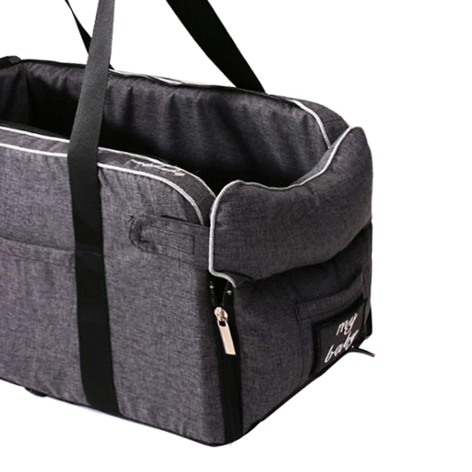 CALANDIS Soft Dog Car Carrier - Non-Slip Pet Booster Seat & Travel Crate for Small to Medium Dogs - Car Armrest & House Use - Gray (Perfect for Road Trips & Home Comfort)