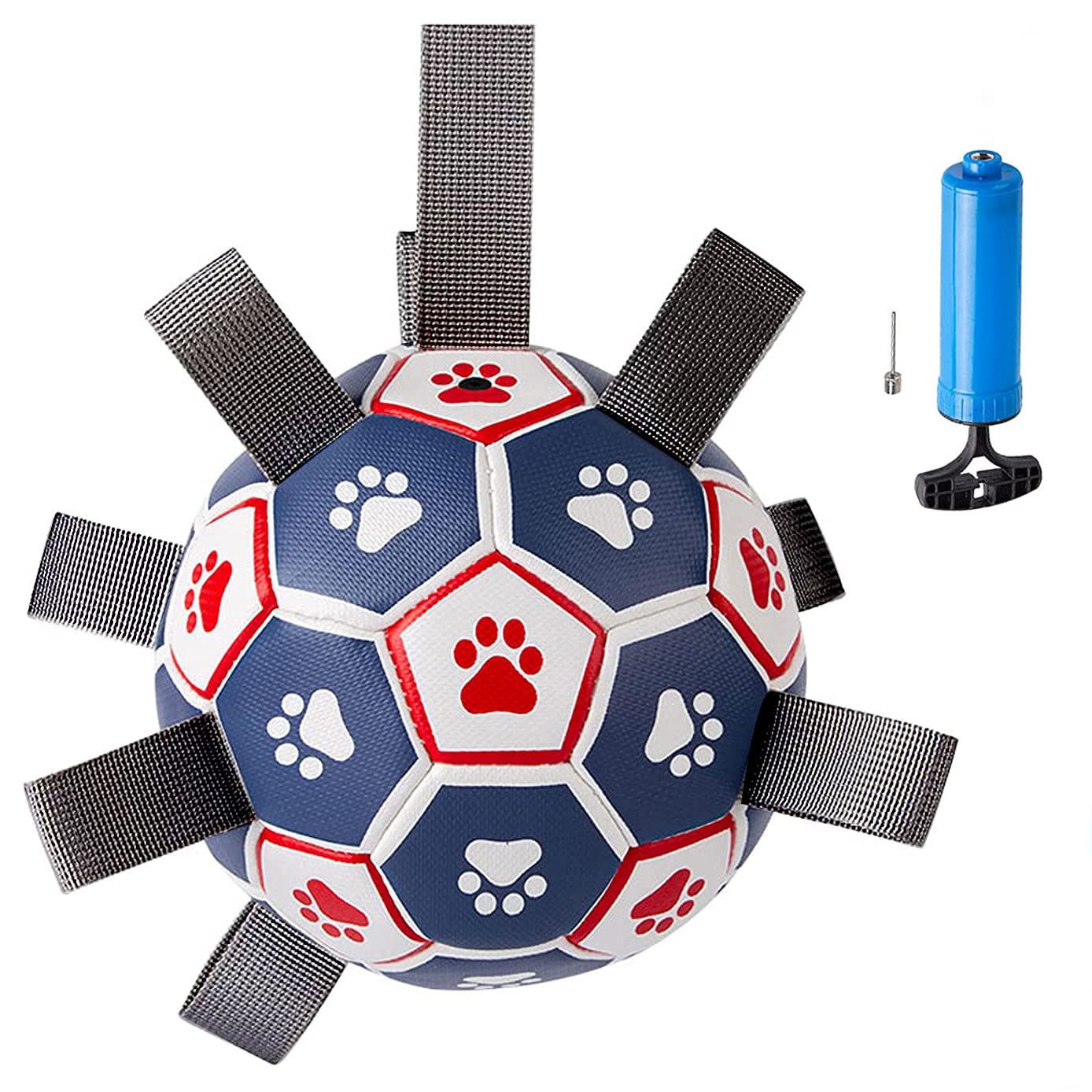 Durable Indestructible Dog Soccer Ball Toy with Grab Tabs - Interactive Water Toy for Small & Medium Dogs - Perfect for Outdoor Play, Tug-of-War, Herding & Fetch Games - Great Gift for Puppies