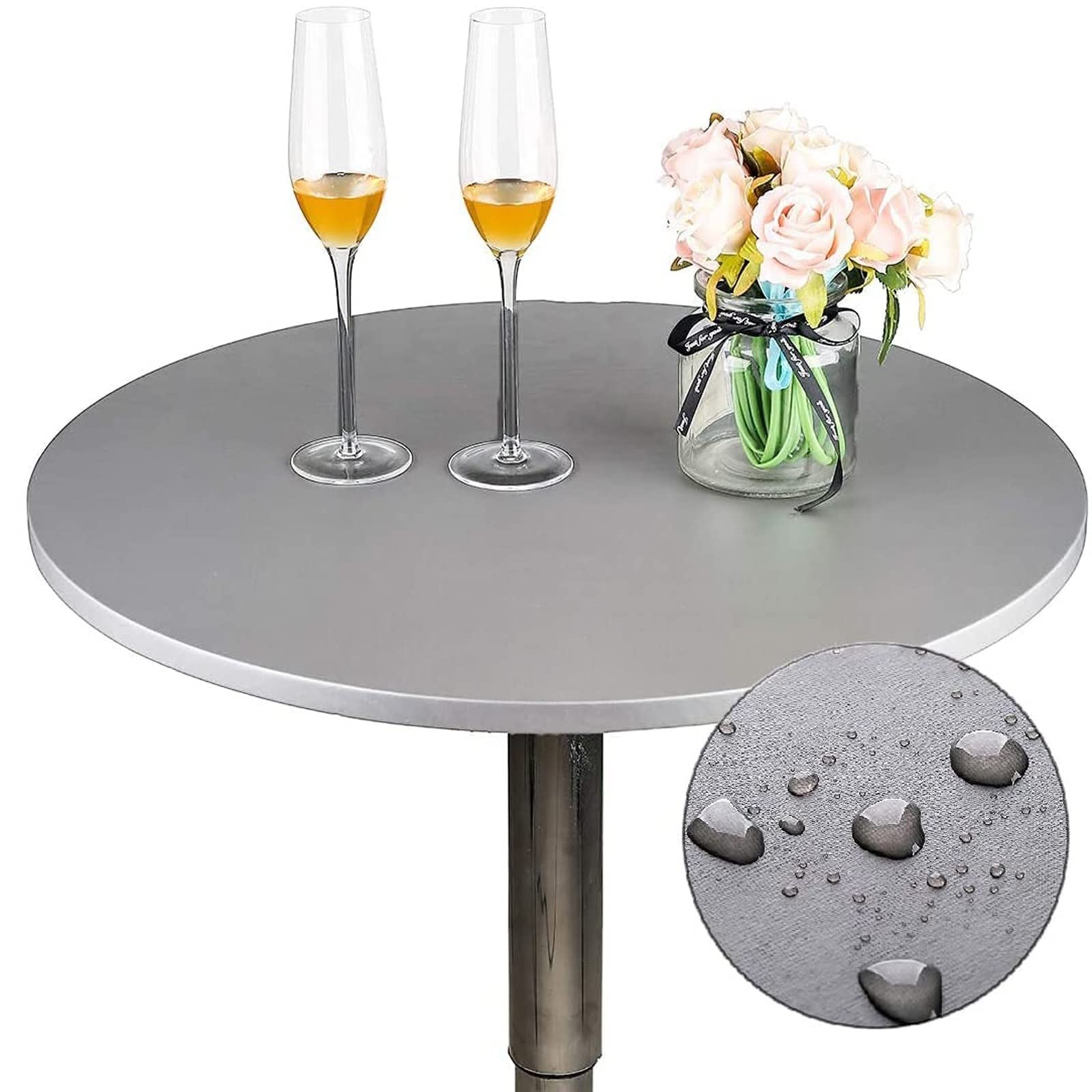 Konsilsa Waterproof Round Vinyl Tablecloth with Elastic Edge - Durable, Wipe Clean Table Protector for Outdoor, Patio, Kitchen, Dining Room, Perfect for Picnics, BBQs, and Family Gatherings