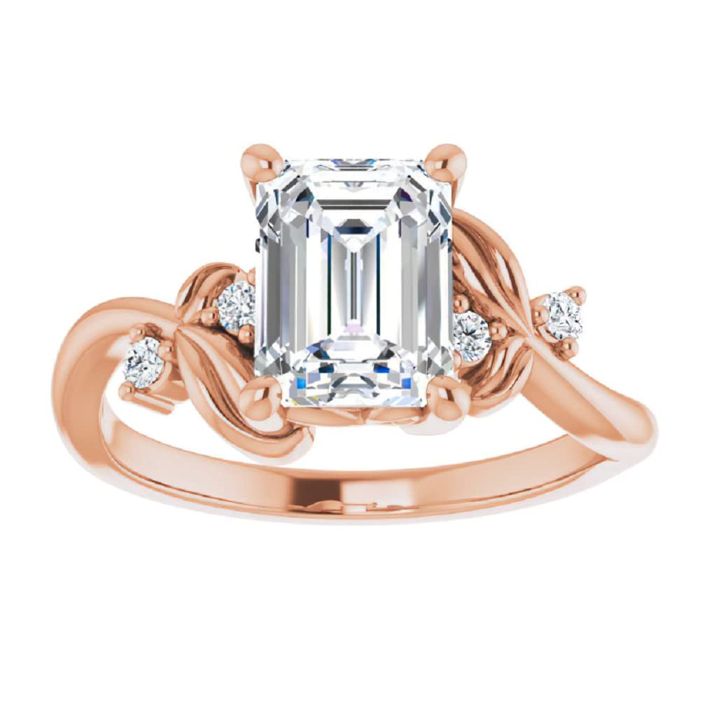 10K Solid Rose Gold Handmade Engagement Ring - 2.0 CT Emerald Cut Moissanite Diamond Solitaire Wedding Band for Women - Perfect for Proposals, Anniversaries & Bridal Jewelry Gifts