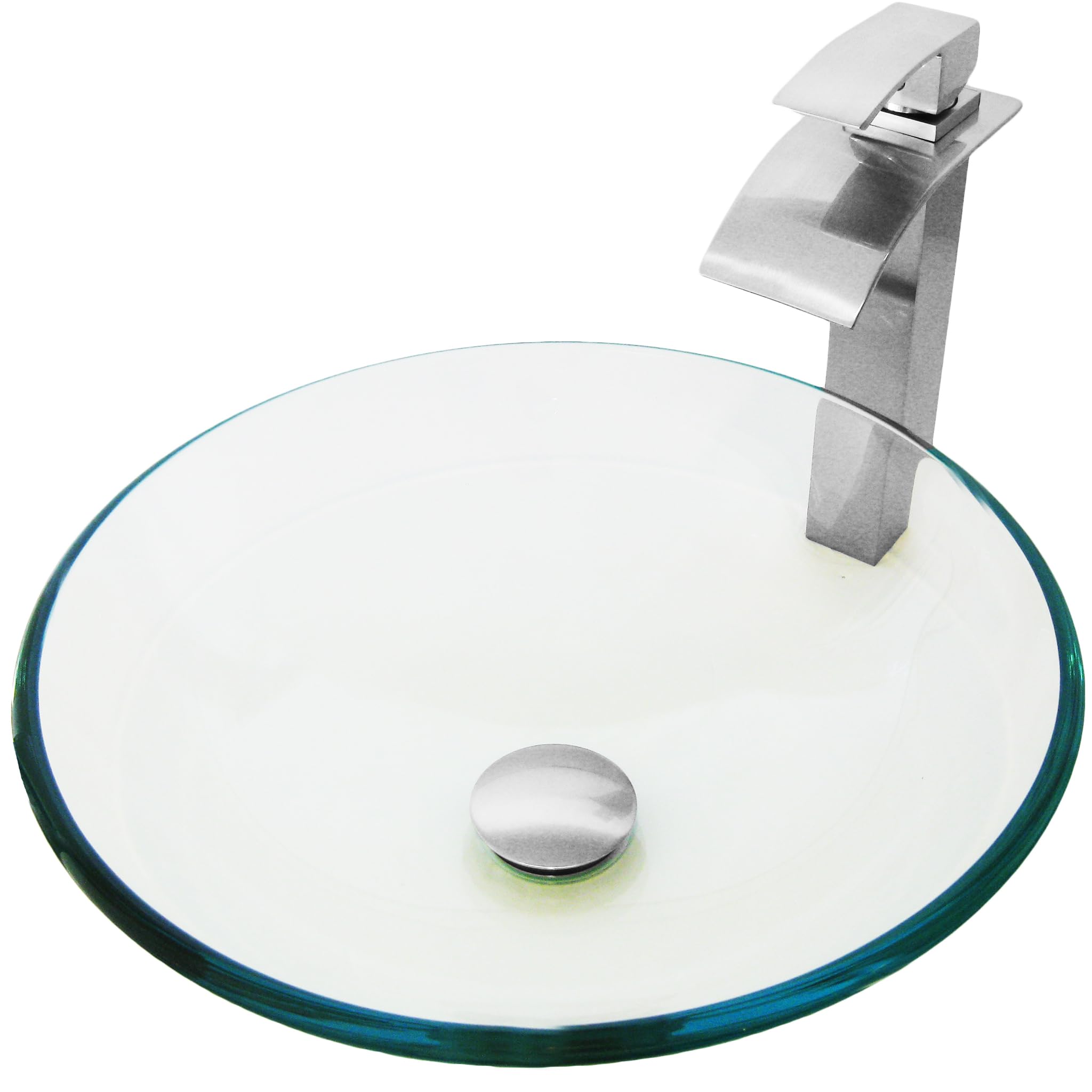 Novatto NSFC-8048136BN Modern Bathroom Sink with Drain & Faucet - White Porcelain Drop-in Vanity Sink for Bathroom Remodeling, Powder Room & Guest Bath Installation