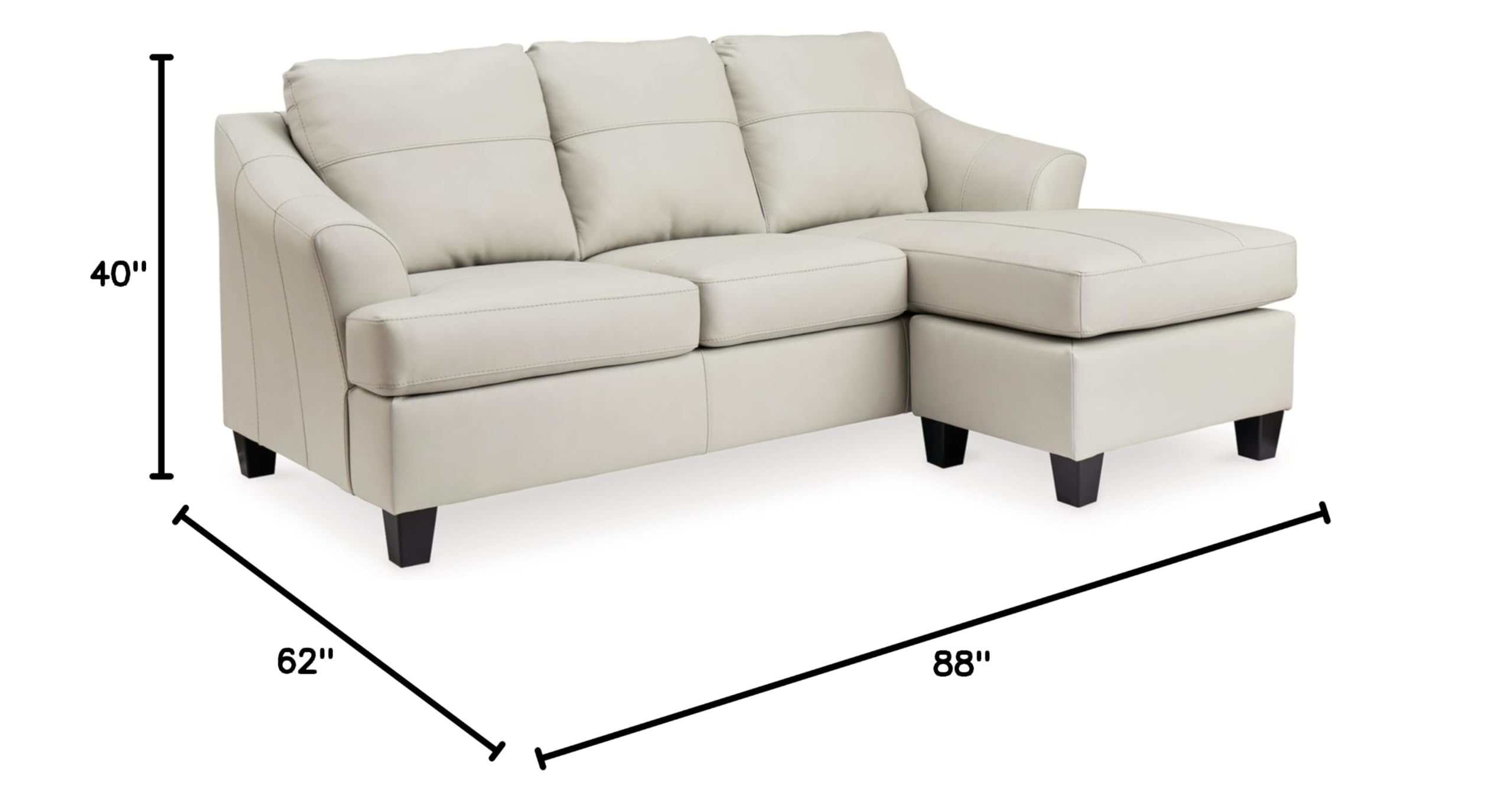 Signature Design by Ashley Genoa Modern Leather Sectional Sofa with Chaise Lounge - White Leather Living Room Couch for Contemporary Home, Apartment & Office Decor