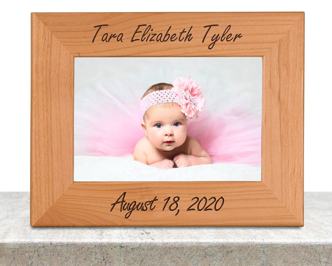 Custom Picture Frames 5x7 Inches - Personalized Solid Wood Photo Frame with Engraved Text - Wall Hanging & Tabletop Display for Home Decor, Wedding Gifts, and Office Art (Horizontal, Natural Wood Finish)