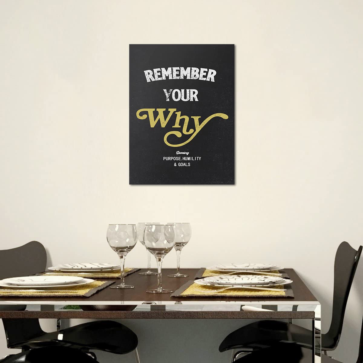 Inspirational Office Wall Art - 'Remember Your Why' Motivational Quotes for Goals & Humility, Black & White Framed Canvas Print (18x24 in) - Perfect for Office, Classroom, or Home Decor, Ready to Hang