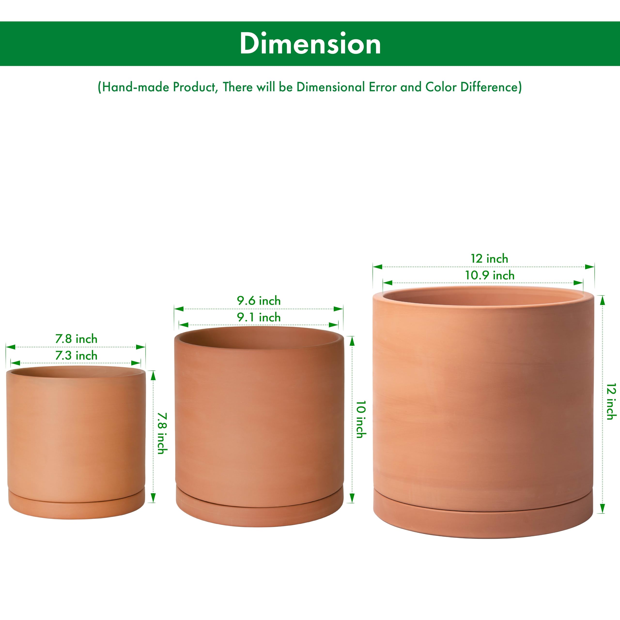 Terracotta Plant Pots with Drainage Hole & Saucer - 7.8