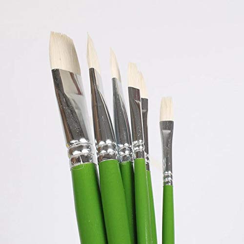 6Pcs Professional Nylon Paint Brushes Set - Short Handle Oil, Acrylic & Watercolor Brushes for Artists - Perfect for Canvas Painting, DIY Crafts & School Art Projects