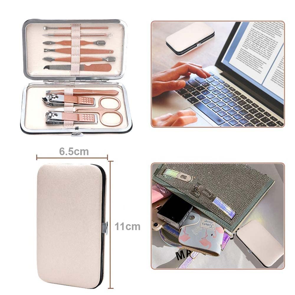 ARDAKI 10-in-1 Professional Manicure Pedicure Kit - Stainless Steel Nail Clippers, Scissors, Grooming Tools, Blackhead Remover & Acne Needle Set for Home & Travel Nail Care