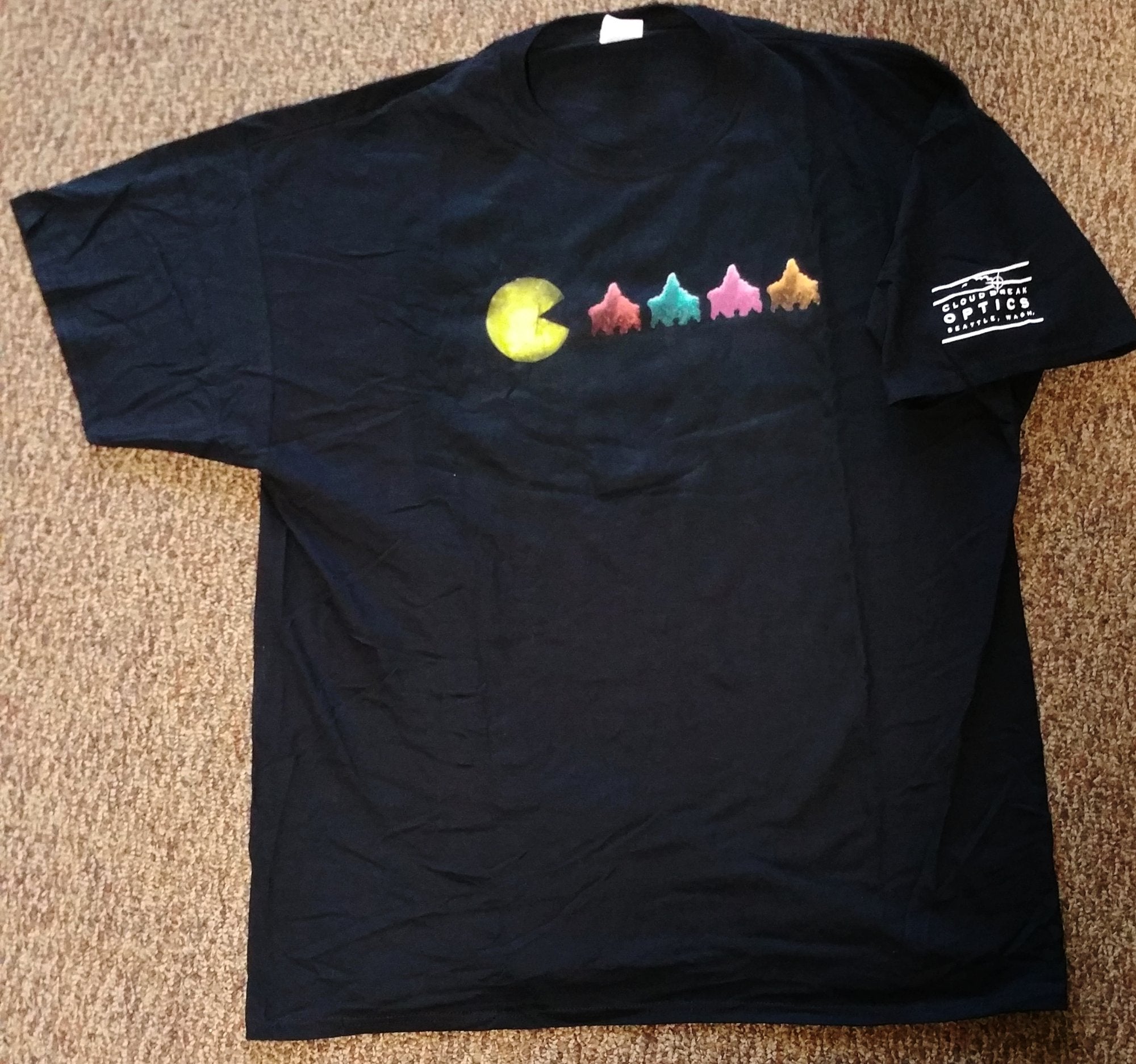 Cloud Break Optics Logo T-Shirt | Pacman Nebula Space Design | Casual Wear & Gifts for Astronomy Fans