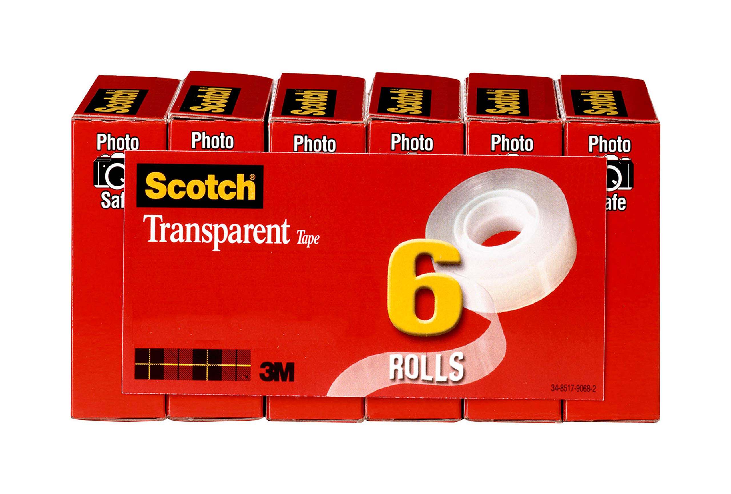 Scotch Transparent Tape 6-Pack, 3/4