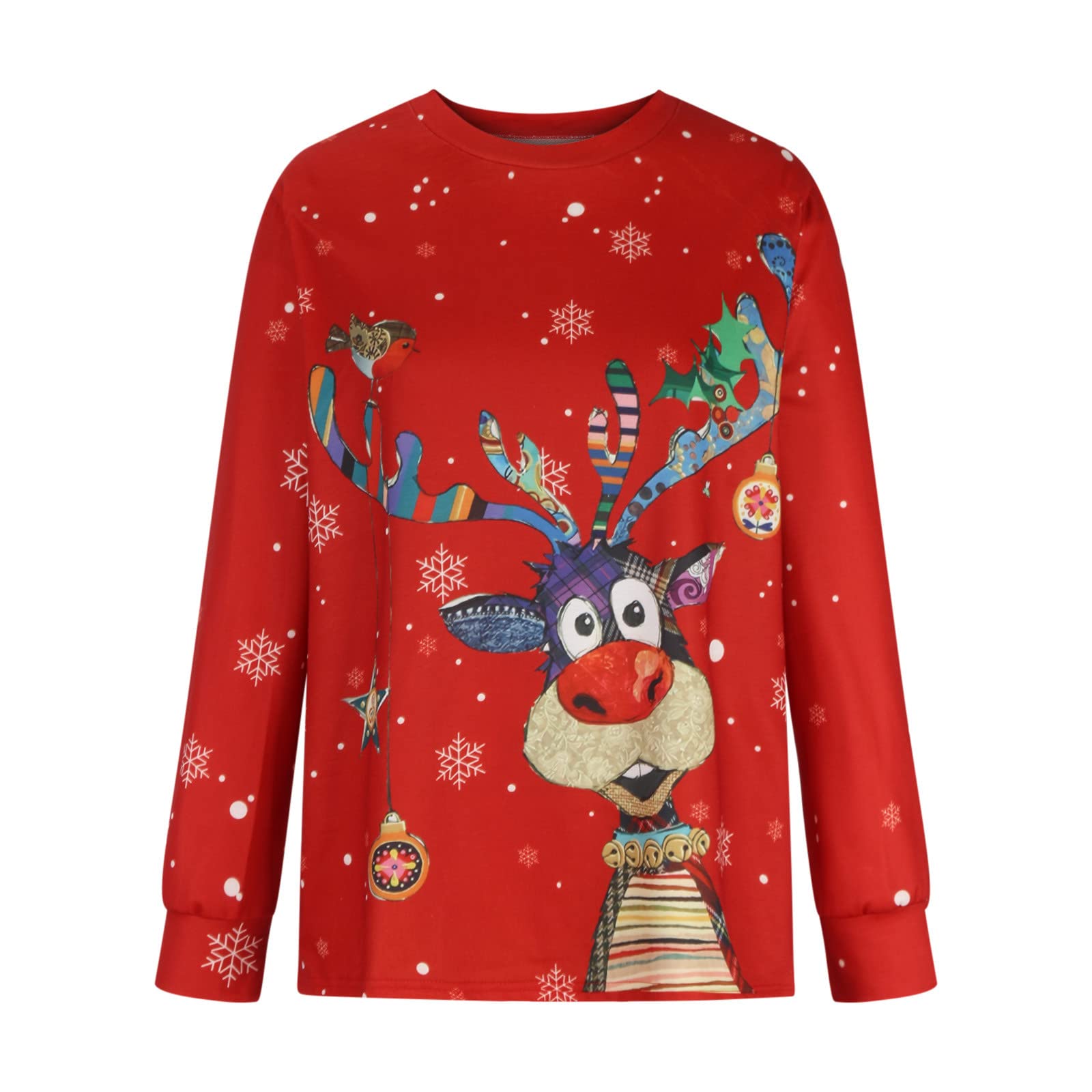 Funny Reindeer Christmas Sweater for Women - Wine Glass Print Ugly Xmas Jumper, Crew Neck Pullover Holiday Party Sweatshirt | Perfect for Christmas Parties, Family Gatherings & Festive Photo Shoots