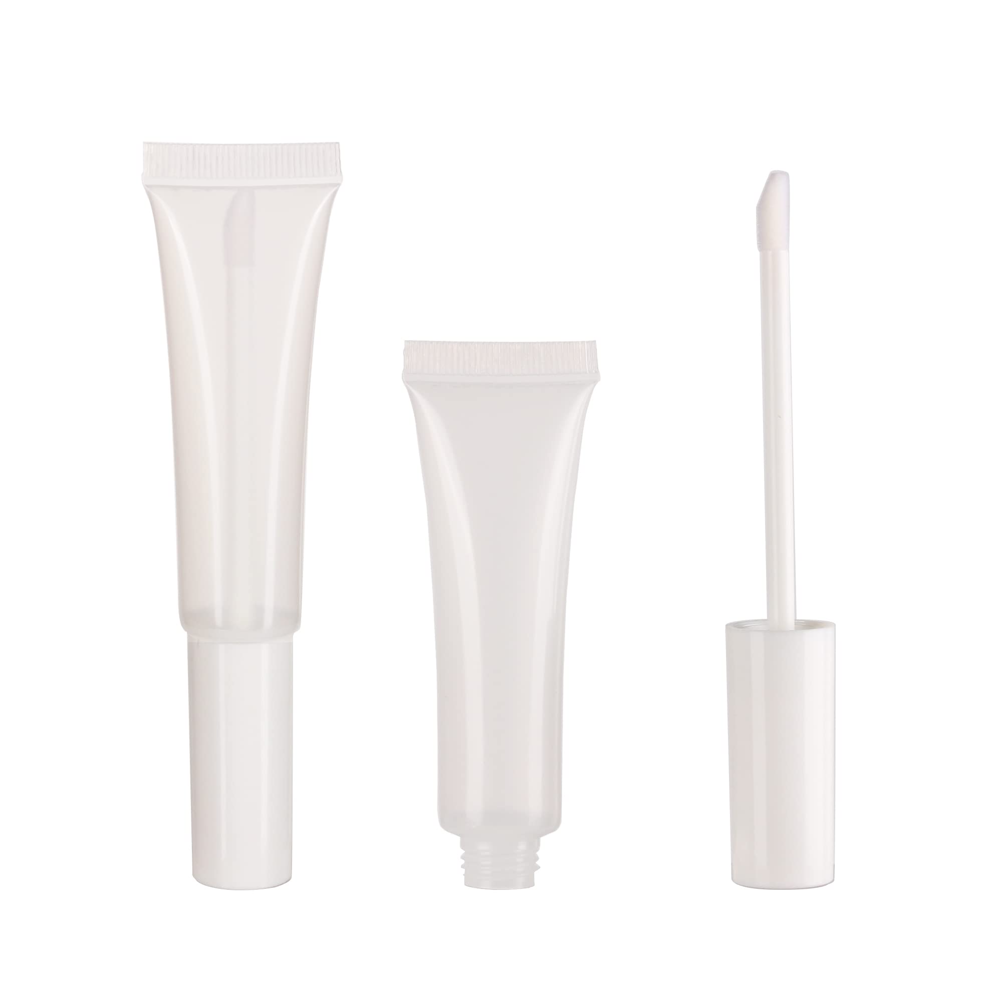 COSIDEA 50 Pack 15ml Empty White Lip Gloss Tubes with Applicator Wand (14.2g) - DIY Lip Gloss, Makeup Refill, Travel Size Cosmetic Containers for Salons & Home Use