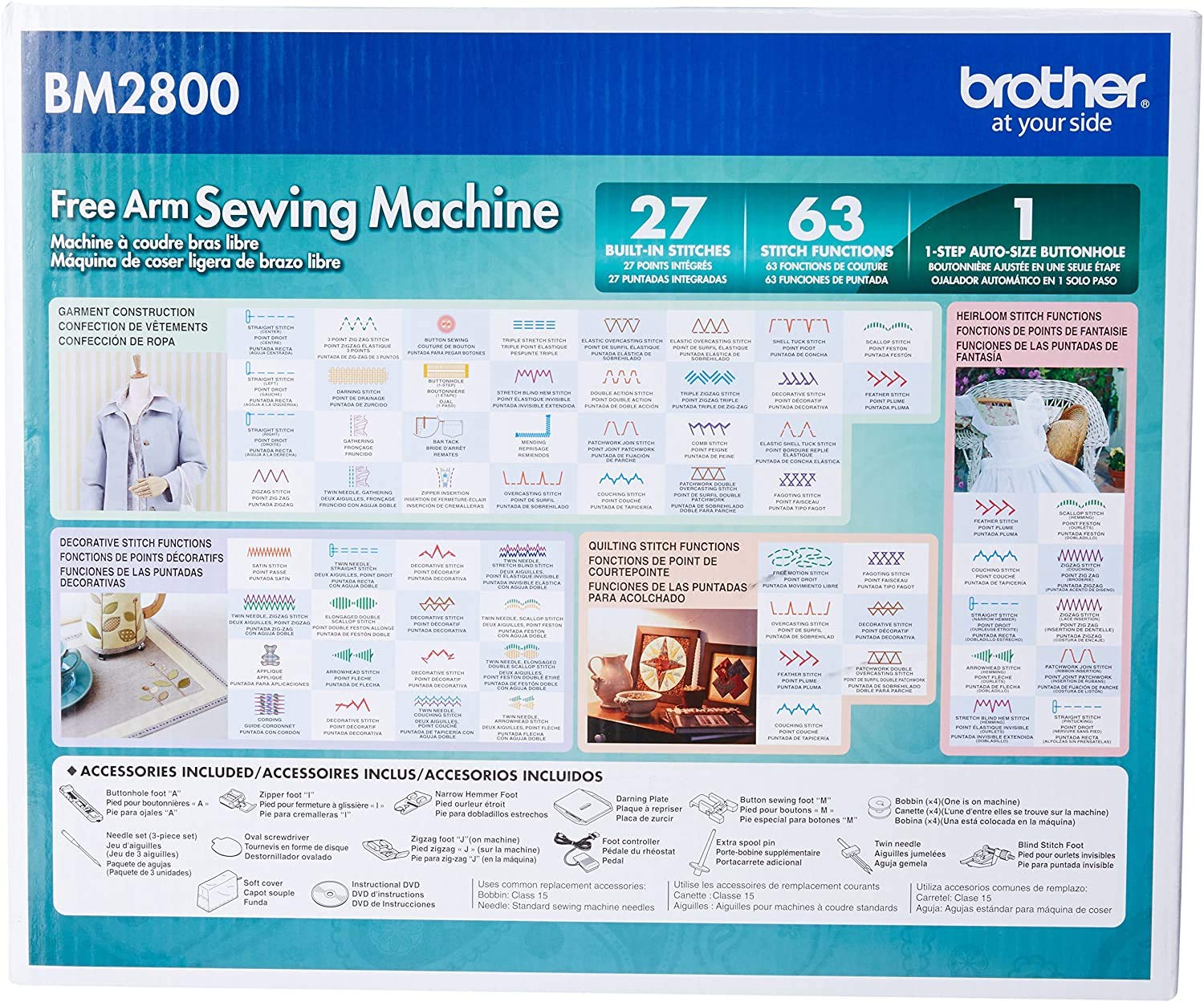 Brother BM2800 27-Stitch Sewing Machine for Beginners & Quilting - Compact & Lightweight for Home DIY Projects & Crafting