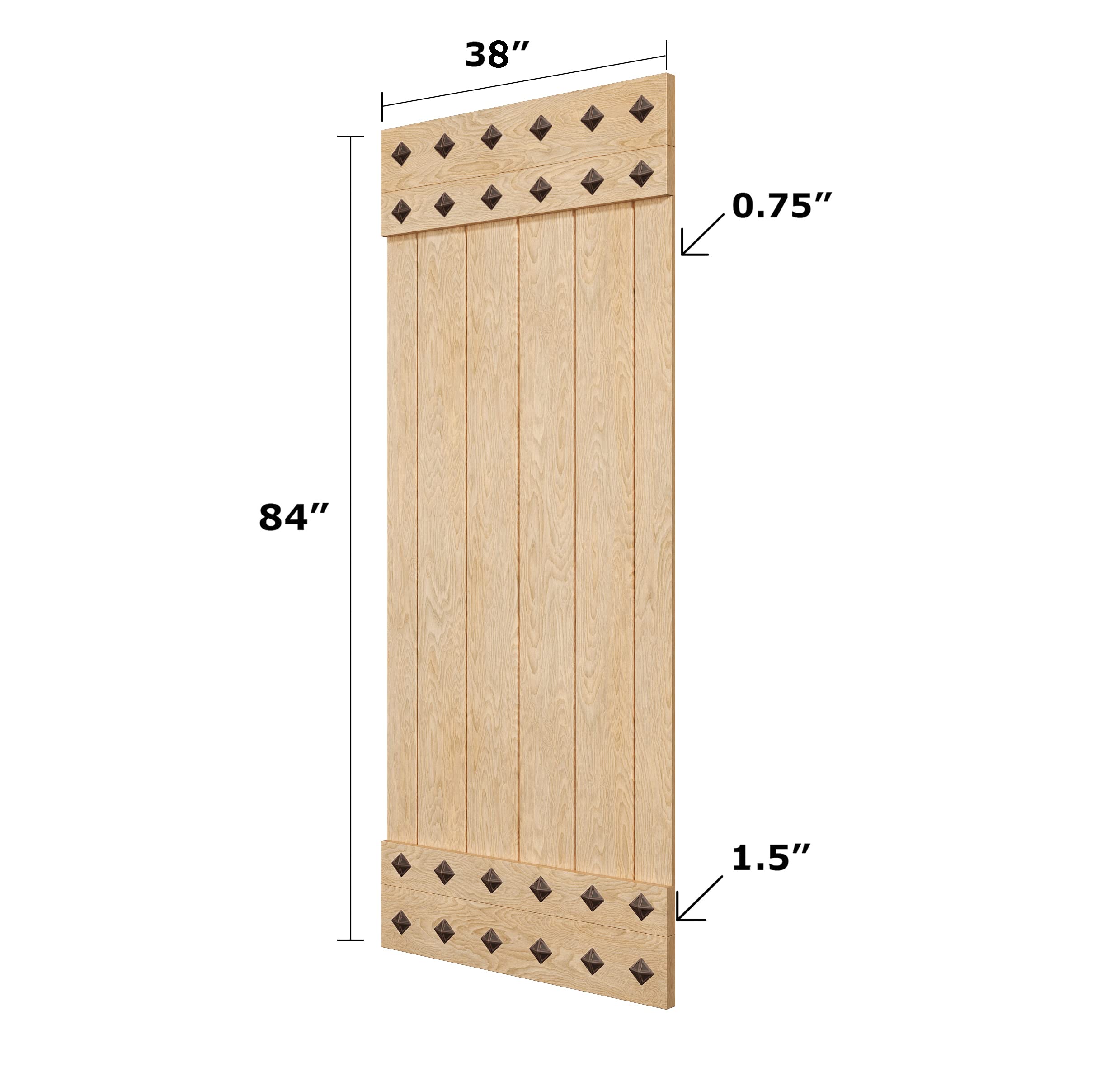 38in x 84in Knotty Pine Wood Sliding Barn Door - Mid-Century Style Interior Door with Pre-Drilled Holes & Hardware Kit (Unfinished) - Perfect for Bedrooms, Closets, and Farmhouse Style Homes