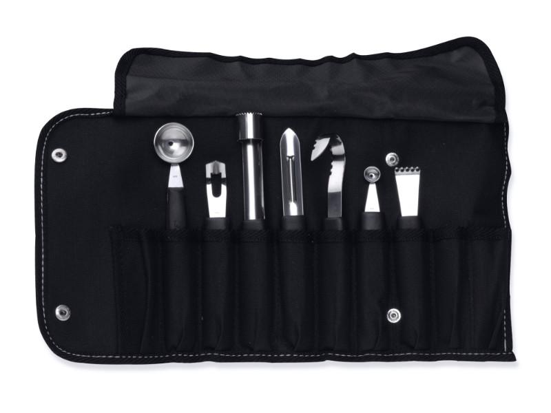 BergHOFF Essentials 8-Piece Stainless Steel Garnishing Tool Set with Carrying Case - Perfect for Professional Chefs & Home Cooking, Food Decoration & Garnishing