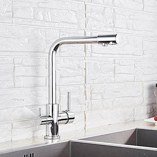 Stainless Steel Kitchen Sink Faucet with Water Filter - Black & Gold Rotatable Drinking Water Purification Tap for Modern Kitchen Sink Mixer | Perfect for Home, Restaurant & Office Use