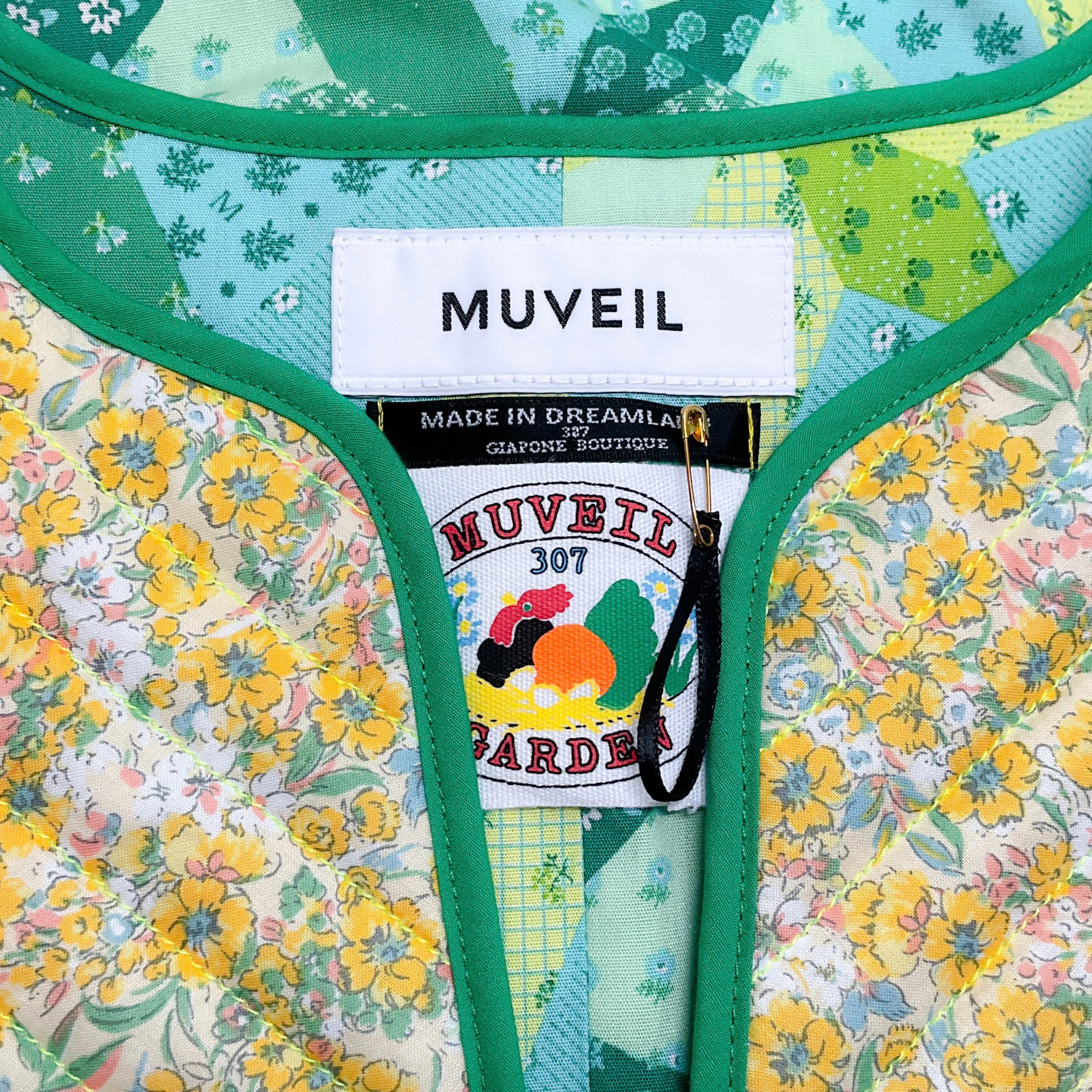 Muveil Green Multi Patchwork Quilted Midi Dress for Women - Stylish Floral Print Summer Dress for Casual Outings, Beach Vacations & Date Nights