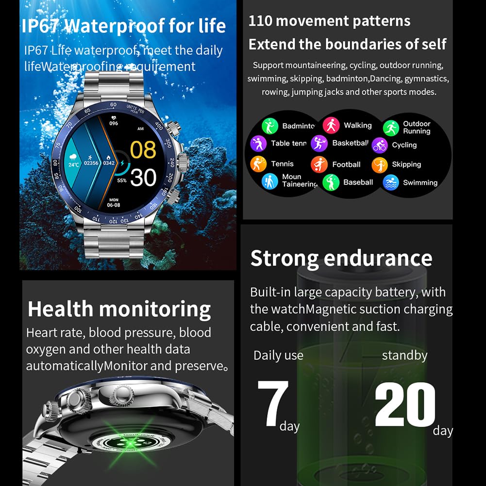 SRGDRR Men's Smart Watch with Bluetooth Call & Answer, 1.39