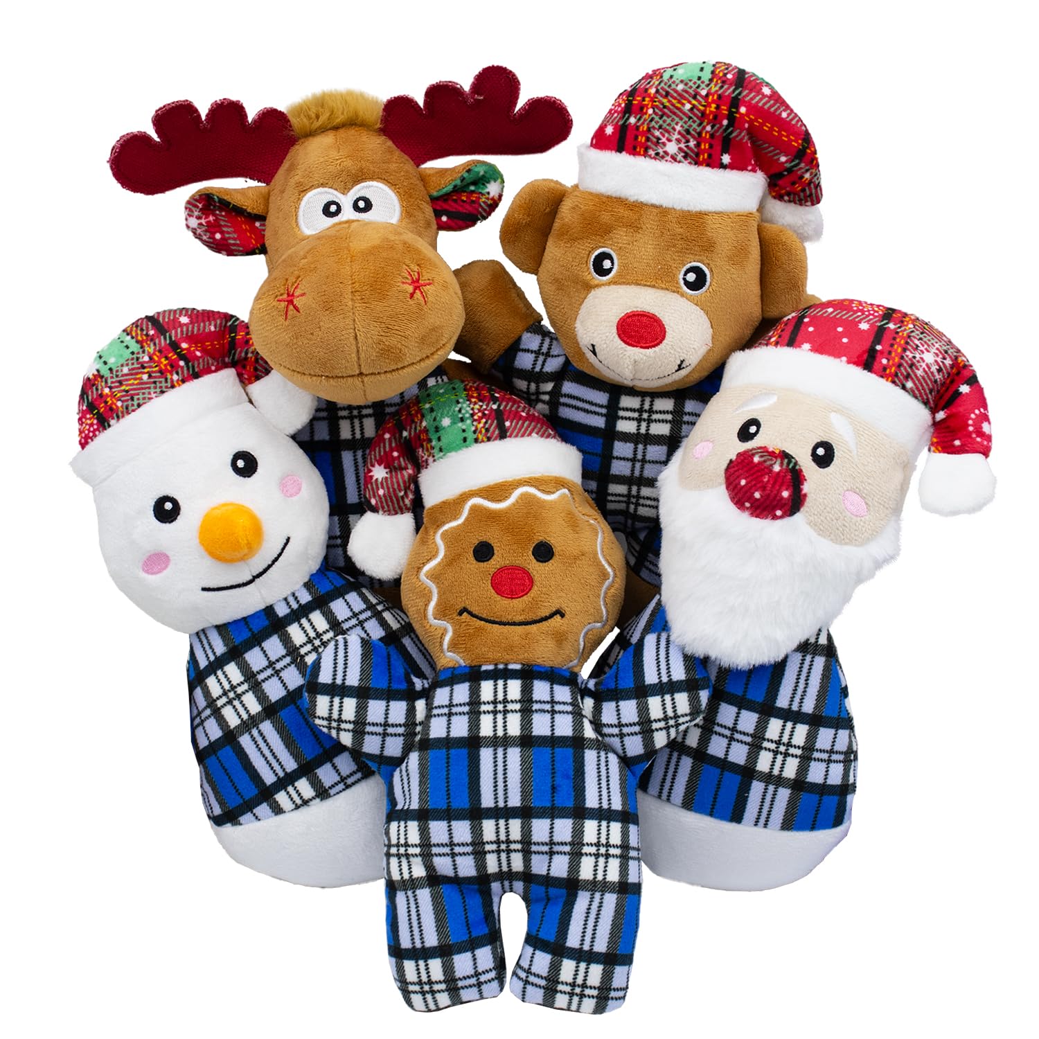 Christmas Dog Toys - 5 PCS Plush Squeaky Toys for Small & Medium Dogs - Interactive Stuffed Puppy Chew Toys - Funny Cute Holiday Gifts for Puppies - Perfect for Playtime, Training & Christmas Stocking Stuffers