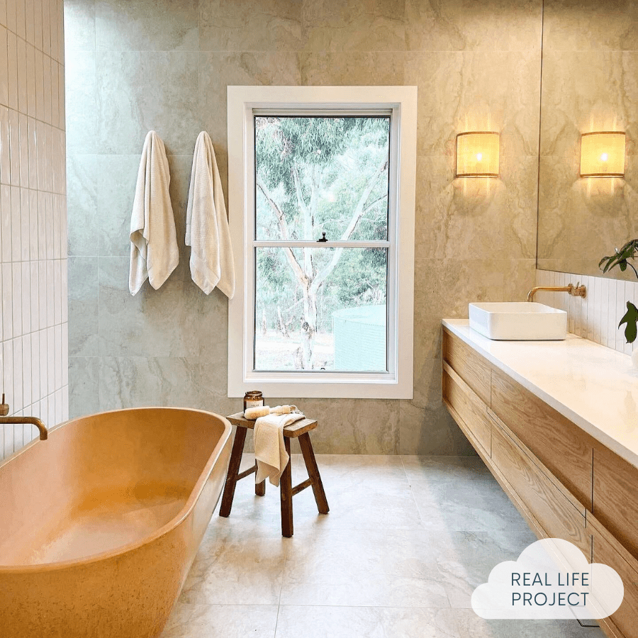 Byron Travertine Look Ivory Matte Tile - Premium Ceramic Floor & Wall Tile for Bathroom, Kitchen, and Living Room Renovation
