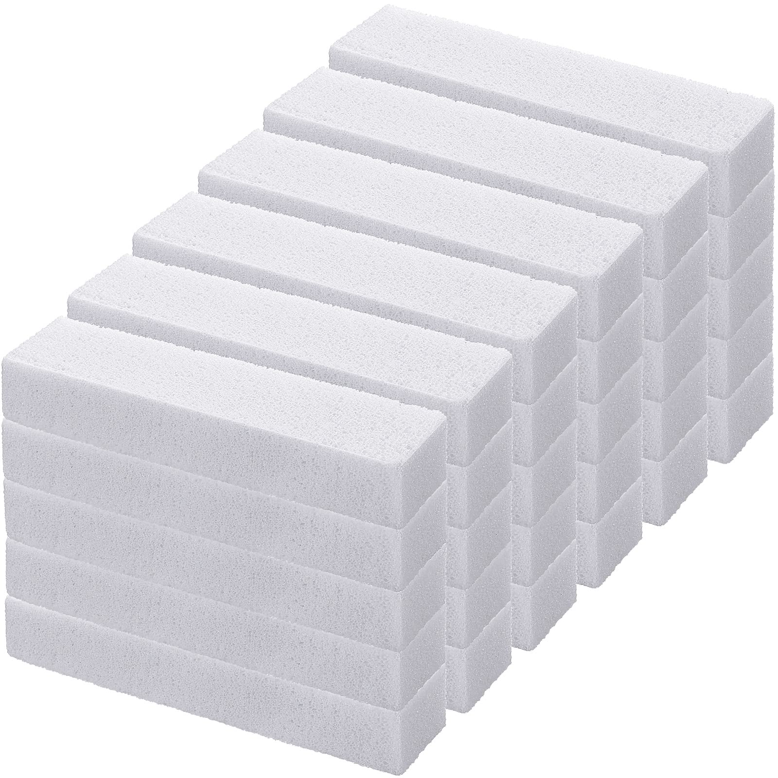 30 Pack Pumice Stones for Toilet Bowl Cleaning - Scouring Pads & Stick Cleaner for Bathtubs, Grills, Kitchen, Sinks, Swimming Pools - 5.9 x 1.4 x 0.9 Inch (White) - Perfect for Tough Stains & Hard Water Deposits Removal