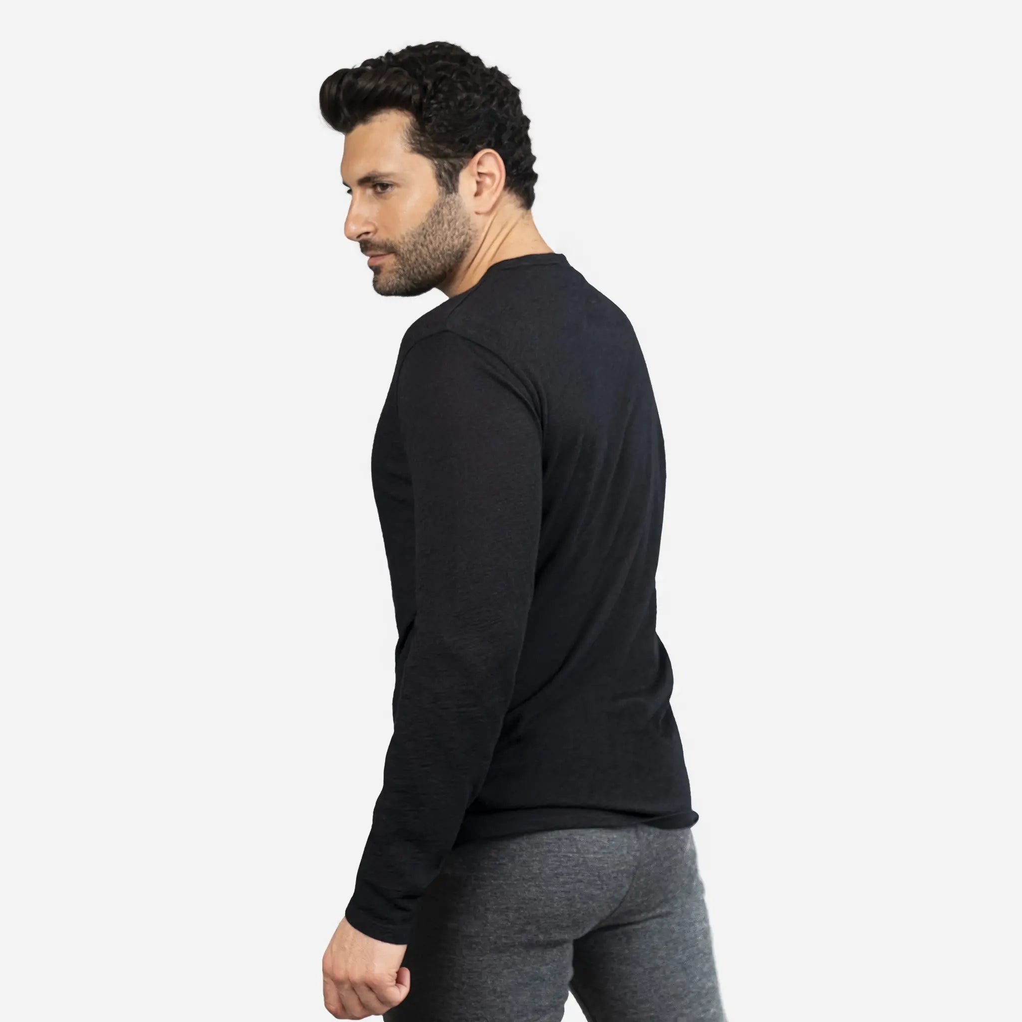 Premium Men's Alpaca Wool Long Sleeve T-Shirt - 160 Ultralight Thermal Base Layer for Hiking, Camping & Winter Outdoor Activities