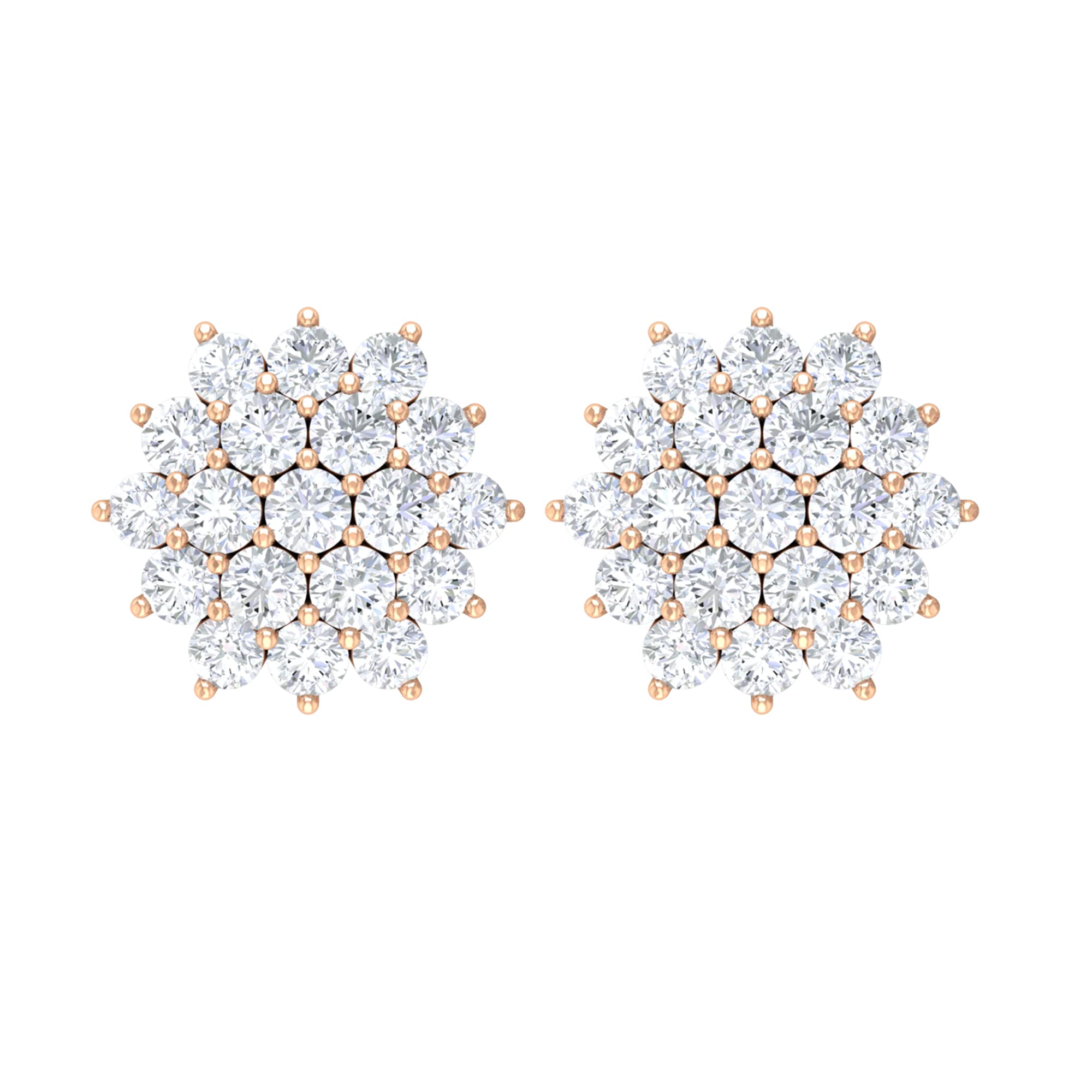 1/2 CT Diamond Stud Earrings for Women - 14K Solid Gold Floral & Cluster Stud Earrings | Elegant Gift for Anniversary, Wedding & Special Occasions