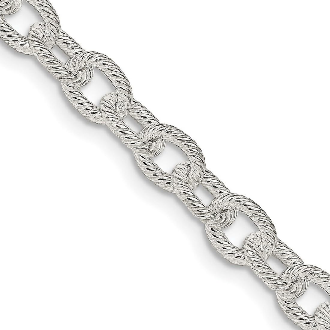 925 Sterling Silver Textured Polished 6.25mm Fancy Rolo Chain Necklace with Lobster Claw - Unisex Jewelry for Women & Men - Perfect for Everyday Wear, Gifts & Special Occasions