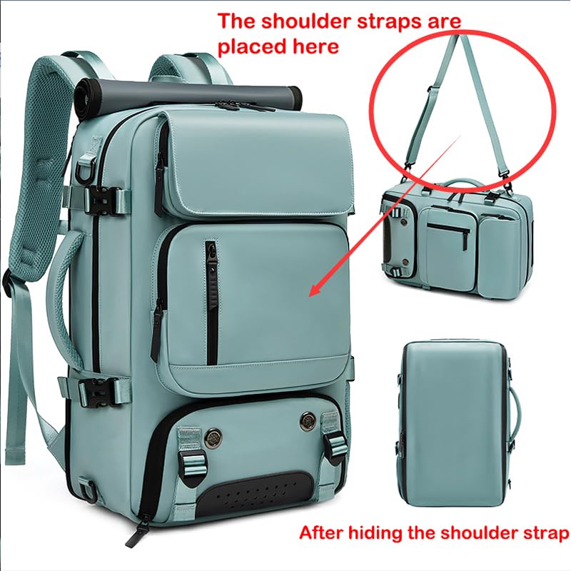 Waterproof 16 Inch Women's Travel Backpack with USB Charging Port & Shoe Compartment - Lightweight Hiking Backpack for Business, Commuting & Outdoor Adventures (Green)