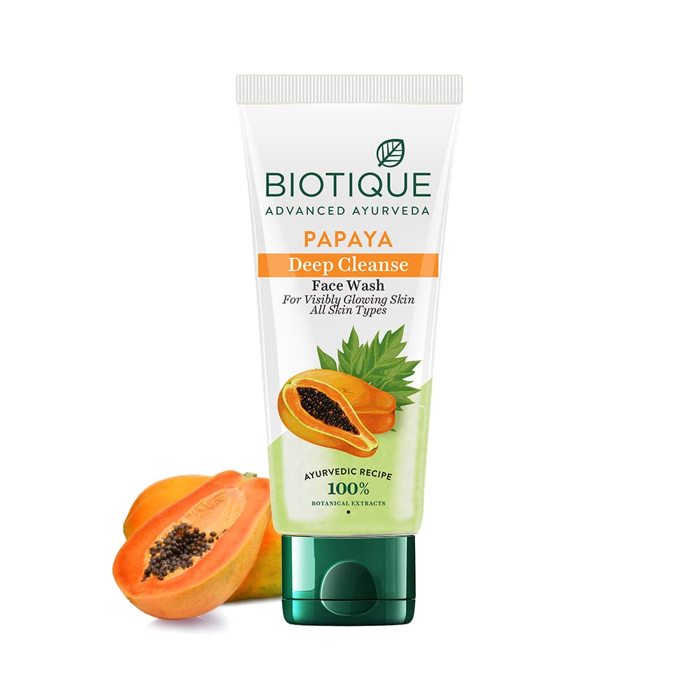 Biotique Bio Papaya Exfoliating Face Wash for All Skin Types - 150ml | Gentle Cleanser for Daily Skincare Routine, Acne & Blackhead Removal
